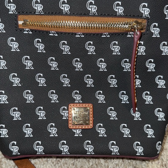 Dooney & Bourke MLB Rockies Small Zip Crossbody Black Leather Colorado Rockies - Picture 7 of 10